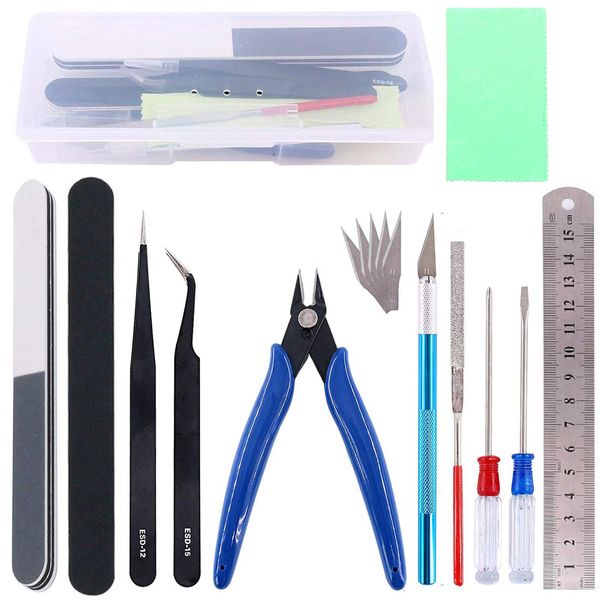 16Pcs Gundam Tools Kits Gunpla Tool Set Gundam Model Kit Tool Gundam Modeler Tools Bandai Tool Kit Gundam Basic Tools Set for Airplane Car Model Hobby Building