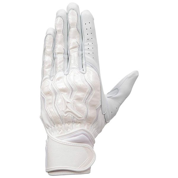 Mizuno 1EJEH21010 Batting Gloves, Ambidextrous, Motion Arc SF High School Baseball Rules Compatible Model (White/26.0/Men's)