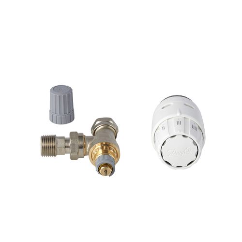 Danfoss Thermostatic sensor RAS-C2 013G6050, TRV Valve And 15mm Reversible Angle C/W Built-in Sensor Combi Pack- Reversible And Bi-Directional, Maximum User Flexibility, Easy Installation (White)