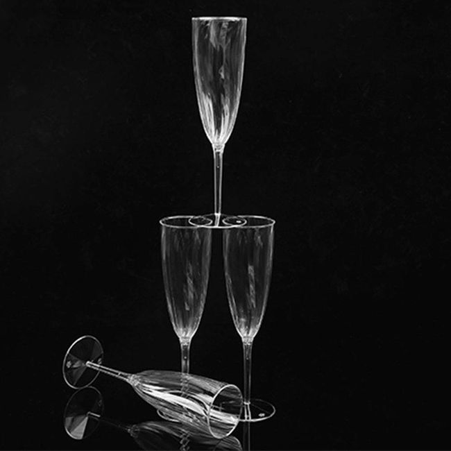 80 PC Plastic Champagne Flute Disposable 4 oz Wine Wedding Party Clear Glasses