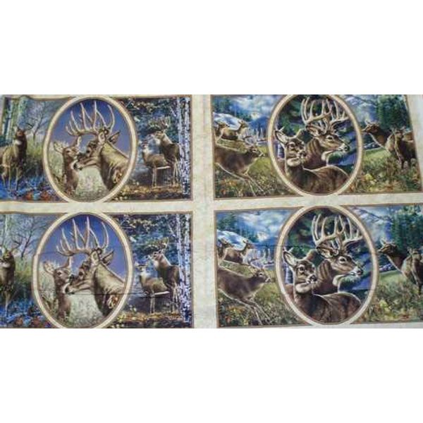 Home on the Range Deer Panel Fabric Quilting Treasures