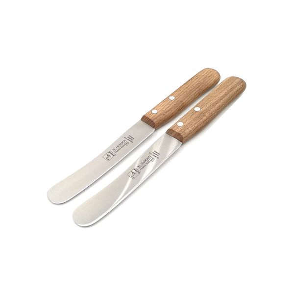 Herder Solingen Bread Knives, Bread Knives, 22 cm, Special Steel, 1.5 mm Thick, Rustproof Beech, Real Hand Pull, Set of 2