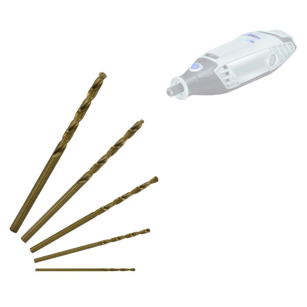 11468570003 5 x Metal Cobalt Graduated Technic Drill Bit Set, Bronze