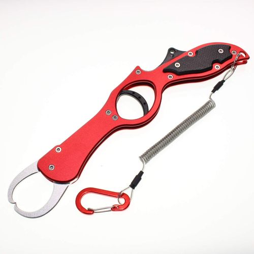 1091 (ilegui) Fish Grip, Lightweight, Aluminum, Long Reach, Gun Grip (Red (Resin Trigger))
