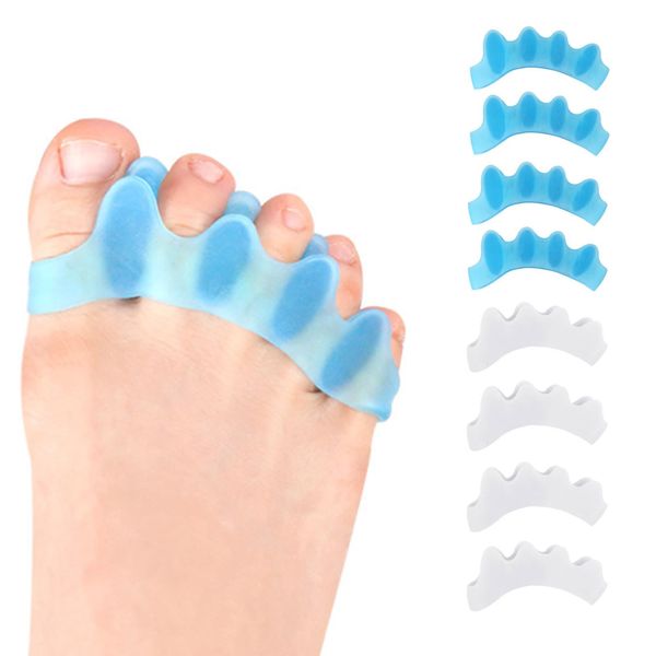 SweetPea Cherish 4 Pairs Toe Separators & Toe Spacers,Bunion Corrector for Women/Men Silicone Toe Straighteners for Bent Toes Overlapping Toes Plantar Fasciitis and Hammertoes Help Relieve Foot Pain