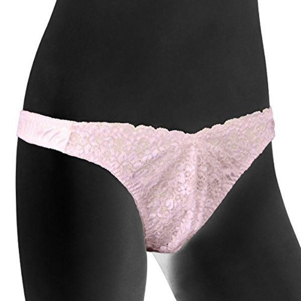 Front Lace Elegant Men's Thong Shorts Pink M TOCTW015MPI