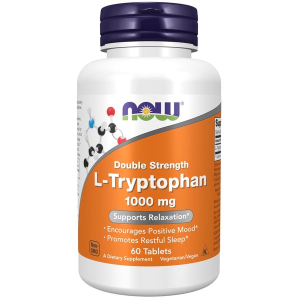 NOW Double Strength L Tryptophan 1000mg 60 Count Mood and Sleep Support