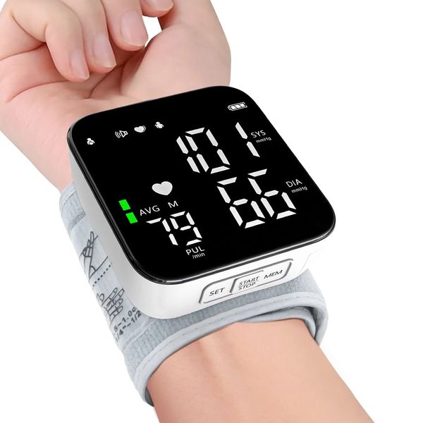 Blood Pressure Monitor, Wrist Pressure LCD Display Automatic Voice Pulsometer Sp