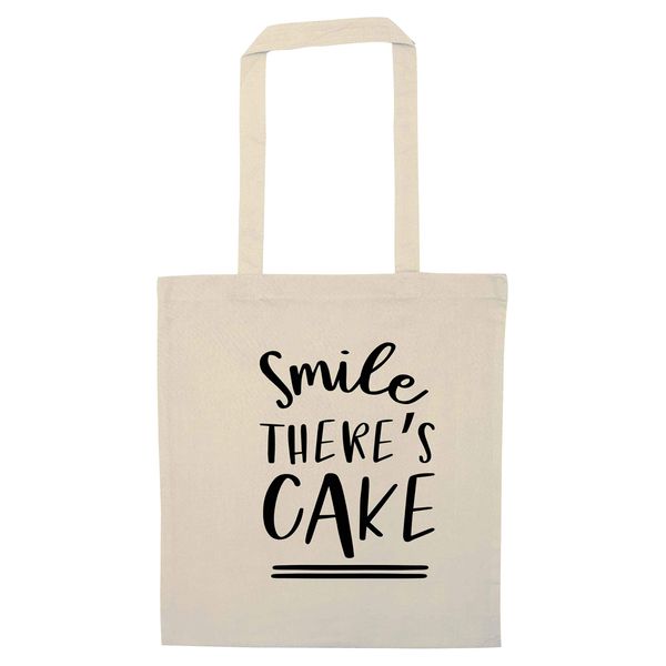 Flox Creative Tote Bag Smile There's Cake Natural