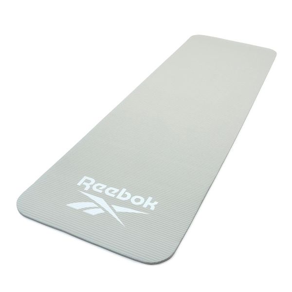 Reebok Exercise Mat, 100% NBR, Yoga Mat, Anti-Slip, Fitness, Pilates, Training, Thick, Wide, Absorbs Shock & Weight, Cushions Sound, Thickness: 0.4 inches (10 mm), Color: Gray