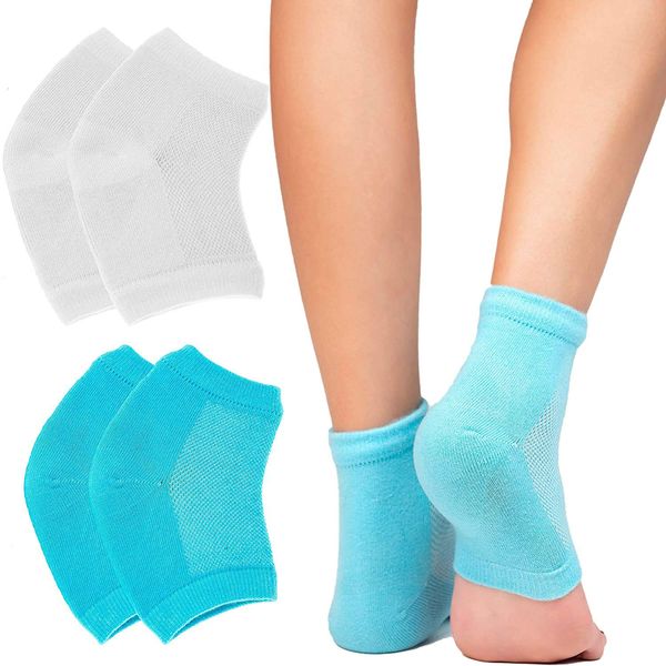 2 Paar Feuchtigkeitsspendende Socken,Gel-Fersensocken,offene Zehensocken,lindern Fersenschmerzen,bequem,weich,belüftet, feuchtigkeitsspendend,geeignet für Männer und Frauen,rissige High Heels