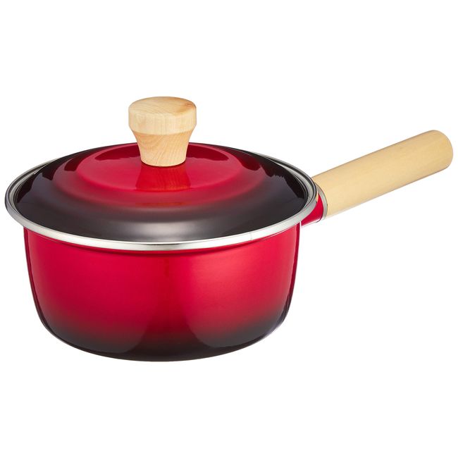 Wahei Freiz RA-9788 Rubani Enameled Pot-au-fu Jam, 6.3 inches (16 cm), Red with Lid, Induction Compatible, Red x Black