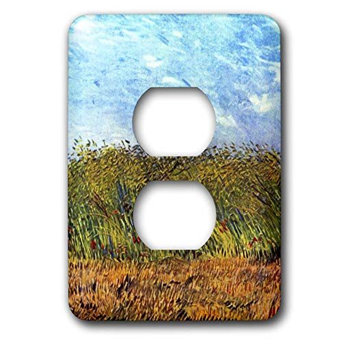 3dRose VintageChest – Masterpieces - van Gogh - Wheat Field with Poppies and Lark - 2 plug outlet cover (lsp_303203_6)