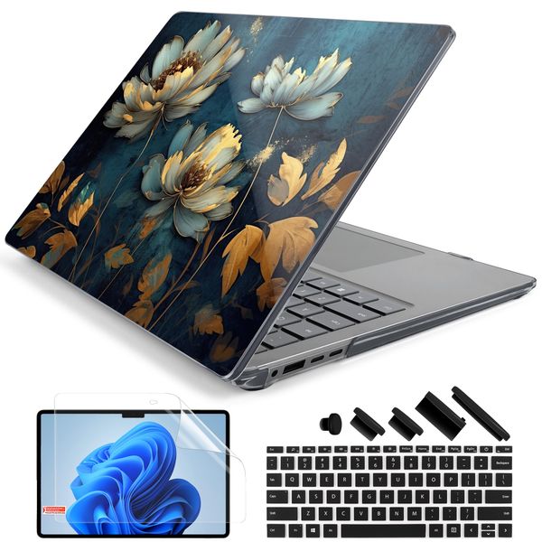 Batianda Premium Case for 2024 Microsoft Surface Laptop 13.8" Touchscreen (7th Edition) Creative Pattern Durable Scratch-Resistant Easy Install,with Keyboard Cover & Screen Protector,Blooming Flowers