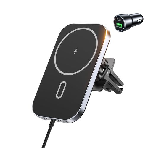 Mukiya for for MagSafe Car Mount Charger with Adapter, 360° Rotation Magnetic Wireless iPhone Car Charger for Air Vent, Compatible with iPhone 16/15/14/13/12 Series