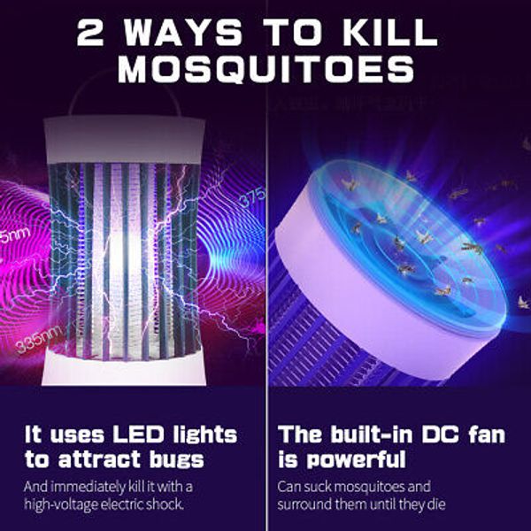 Electric Mosquito Insect Zapper Fly Bug Killer Pest Control Rechargeable Lamp US