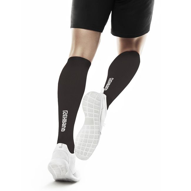 Rehband Kompressionsstrümpfe Herren & Damen, 1 Paar, Kompressionssocken Sport, Stützstrumpf 15-20 mmHg, Farbe:Schwarz, Größe:M