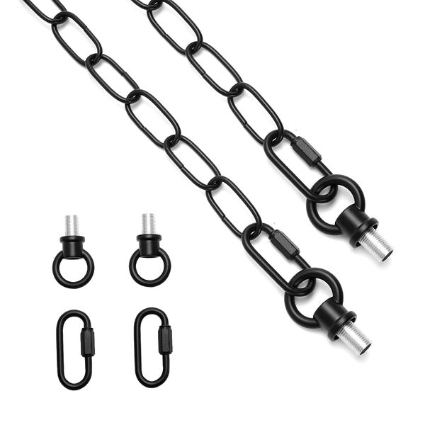 KIGHSIN 71'' Black Metal Light Fixture Chain, Adjustable Chain with Connection Locks & Screws, 5.9FT Hanging Lamp Chain for Replacement of Chandelier, Pendant Ceiling Light, Max Load 10KG (22 LBS)