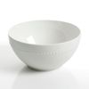 Double Bowl Dinnerware 16 Piece Set in Snow White Solid Casual Round Bone
