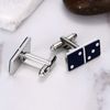 KnBoB Cufflinks for Men Personality, Unique Wedding Cuff Link for Bridegroom Blue Square Rectangle Shape