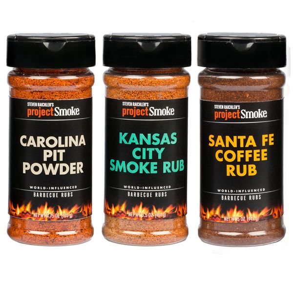 Steven Raichlen's Project Smoke Gourmet BBQ Spice Seasonings Gift Set - Set of 3 Barbecue Dry Rubs for Grilling & Smoking Meat -American Influenced Rub Flavors -Father's Day Gifts & Grill Gift for Men