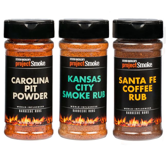 Steven Raichlen's Project Smoke Gourmet BBQ Spice Seasonings Gift Set - Set of 3 Barbecue Dry Rubs for Grilling & Smoking Meat -American Influenced Rub Flavors -Father's Day Gifts & Grill Gift for Men