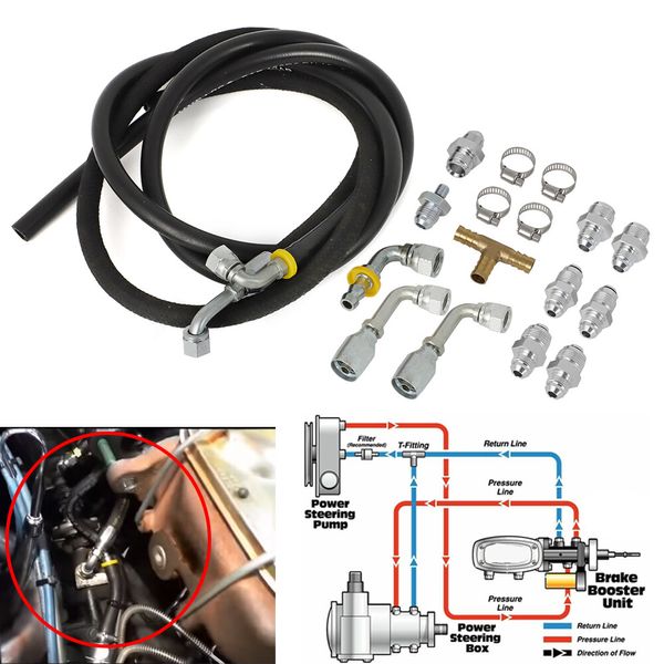 For GM Silverado Sierra Hydro Boost Power Steering Hose Hookup Kit w/ Fitting