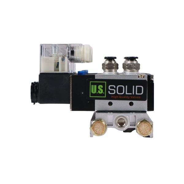 U.S. Solid 4V210-08 6 Pneumatic Solenoid Valves 2 Position 5 Way Manifold Base, DC 24V