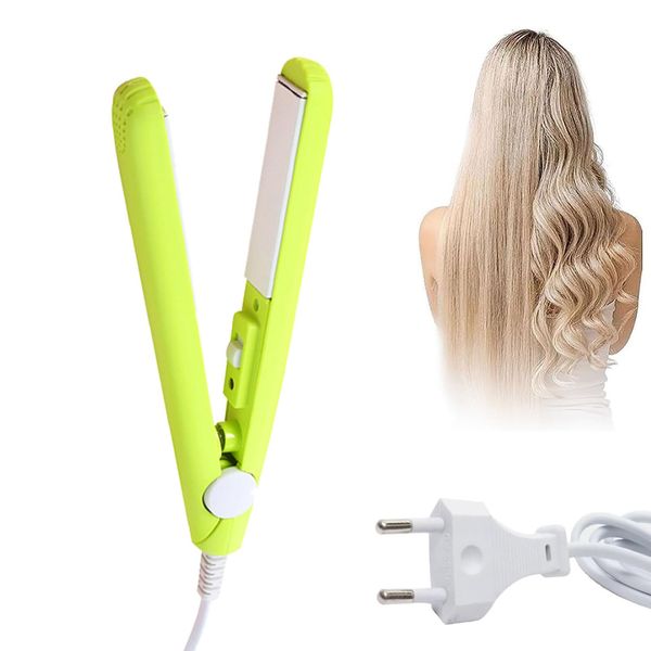 Hair Straightener,2 in 1 Hair Straightener,Curler Ceramic Plates Flat Iron,Travel Hair Straightener,Portable Hair Straighteners for Hair,Mini Curling Iron for Long Short Thick Hair (Green)