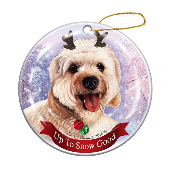 Holiday Pet Cavapoo Reindeer Dog Porcelain Christmas Ornament