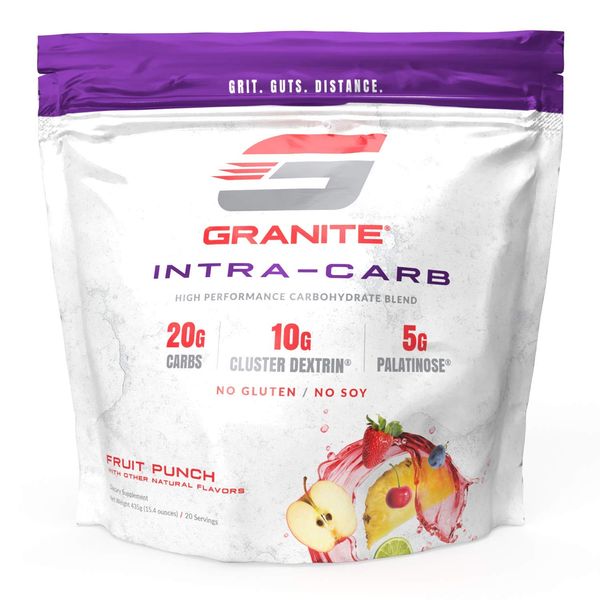 Granite® Intra-CARB Advanced Carb Supplement (Fruit Punch) | 20g Carbs + 10g Cluster Dextrin + 5g Palatinose | Train Longer Harder. No Crash or Bloat | Soy Free. Gluten Free. Vegan | Made in USA