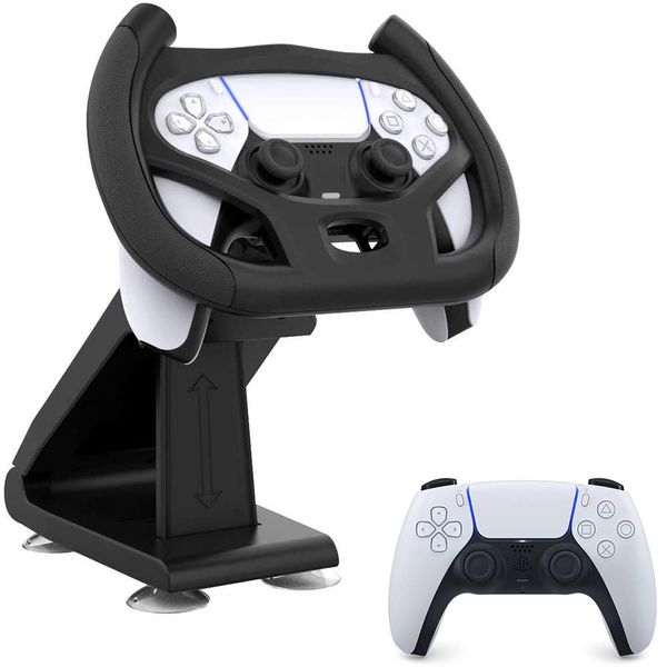 PS5 Steering Wheel, Joso Driving Game Steering Wheel Racing Controller Set Stand Bracket Holder for Sony Playstation 5 Dualsense Controller with 4 Table Suction Cup Mount((Controller Not Included)