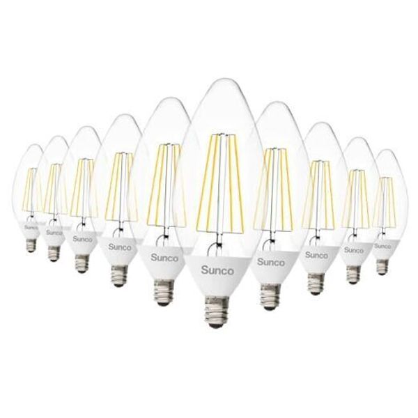 10 Pack Dusk to Dawn Light Bulbs Outdoor Candelabra LED B11, 5W 5000k Daylight