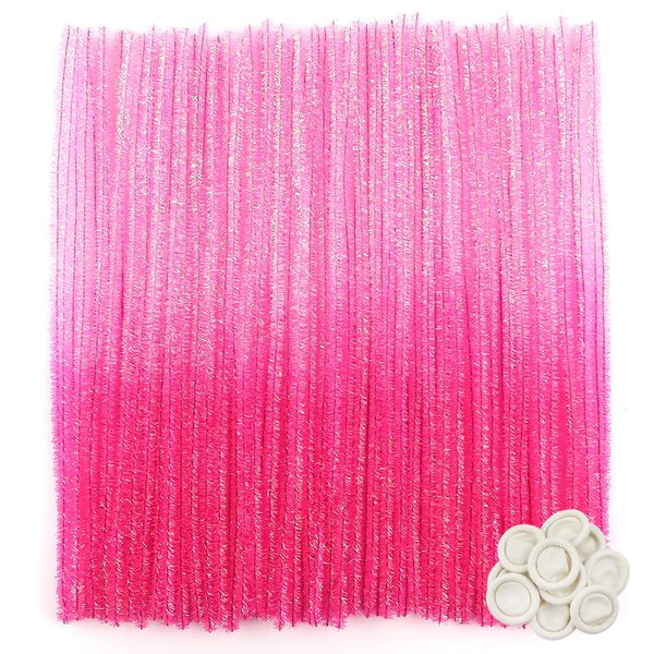 TOAOB 100pcs Glitter Pipe Cleaners Gradient Pink Chenille Stems for Crafts 12 Inch Fuzzy Sticks Craft Supplies for DIY Art Craft Projects Home Decorations