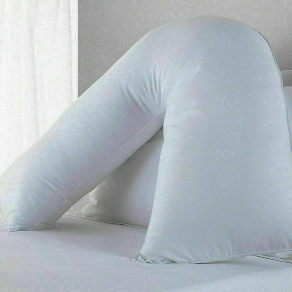 GB TEXTILE V Shaped Pillow Extra Cushioning Support For Head, Neck & Back