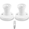 2Pcs E27 Lamp Base Socket Converter, Light Bulb Holder with Edison Screw Fitting, Screw-in Bulb Socket Adapter for Ceiling Pendant & Wall Lighting, Plastic E27 Light Socket Replacement (Straight Type)