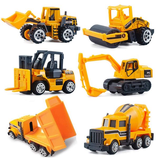 CORPER TOYS Mini Car, Set of 6, Construction, Work Vehicles, Excavator, Dump Truck, Toy, Model Car, Construction Site Collection