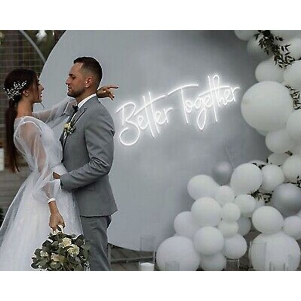 Better Together Large Neon Sign Wall Decor Wedding Decoration Warm White 24x9.8"