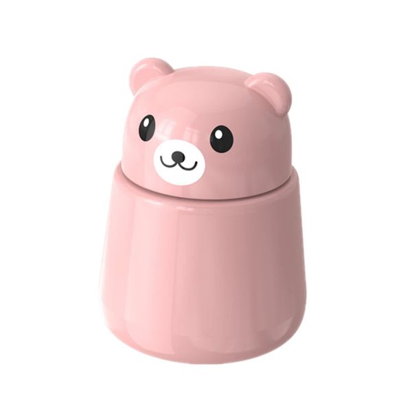 Pill Grinder, Cute Bear Portabl Pill Pulverizer Pill Crusher Medicine Tablet Grinder Container Storage Box (Pink)