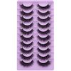 wiwoseo Fluffy Lashes Extension Strip Eyelashes Fairy Thick Volume Eyelashes Cat Eyes Lashes 16MM Natural Wispy Fluffy Faux Mink Lashes 10 Pairs False Eyelashes