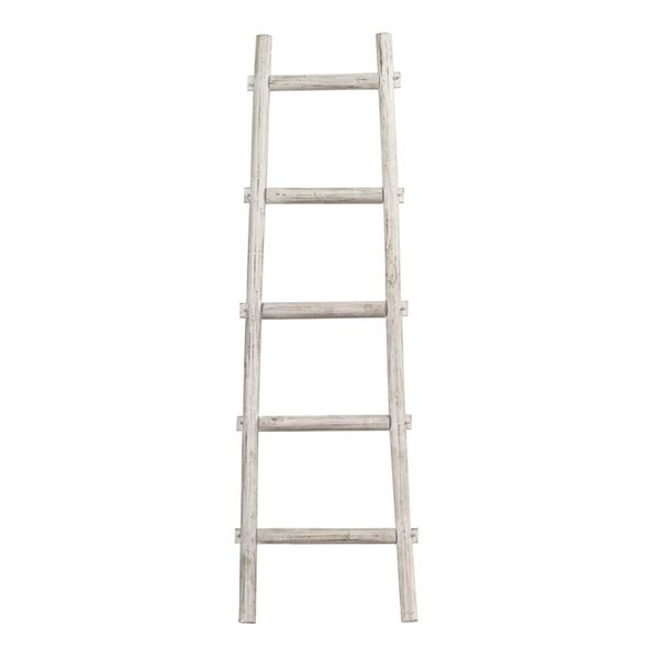 59 X 18 X 2 White Decorative Ladder Shelve