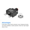 2 x Circuit Overload Protector 20A AC125/250V DC32V Push Button Thermal with Cap