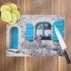Blue Black White Door Retro Glass Chopping Board Kitchen Worktop Saver Protector