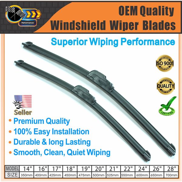 Windshield Wiper Blades 20"+20" J-Hook Wiper Replacement Premium Quality