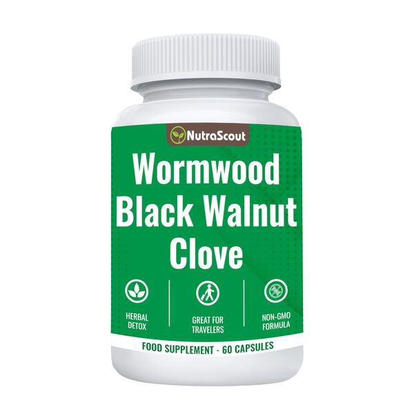 Wormwood Black Walnut and Clove Detox Cleanse for Humans | Gut, Colon & Bowel Guard with Pumpkin Seed & Papaya | Lab Tested, Easy to Swallow & Non-GMO | 60 Capsules