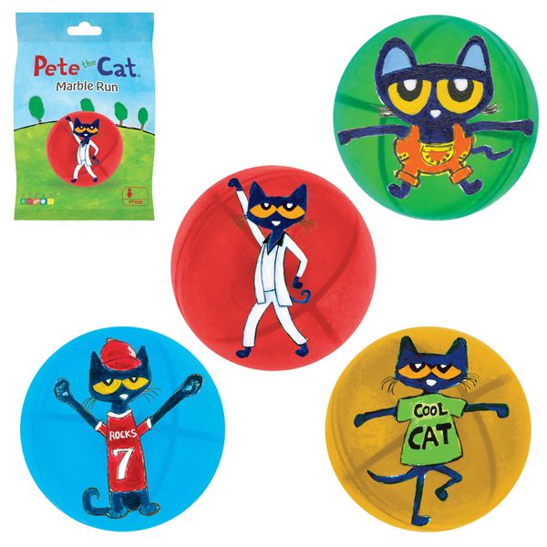 PicassoTiles Magnet Marble Run Tiles Pete The Cat Themed Character Marbles for Magnetic Building Block Construction Tile Maze Structures STEM Learning Pretend Play Fun Toys Girls Boys Ages 3+ PTG02