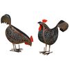 Smart Solar Metal Scroll Hens Ornamental Solar Garden Lights -2Pack