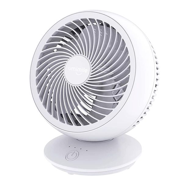 Umimile Circulator, Oscillating Quiet, Wall Mounted, Blade Diameter 6.7 inches (17 cm), Small Tabletop Fan, 6.2 sq ft (6 Tatami), 3 Levels of Air Flow Adjustment, USB Powered, White