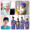 Janmercy 16 Pcs Working Caps with Button and Sweatband Elastic Scrub Hats for Nurses Adjustable Nursing Cap Wide Nurses Headbands Nurses Hair Cover for Women