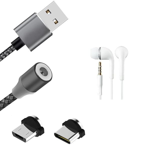 K-S-Trade Qualitativ & Innovativ Hochwertiges Magnet-Lade-Kabel Sync-Kabel Daten-Kabel + Kopfhörer Für Xiaomi Redmi Note 11 Pro 5G Global Mit